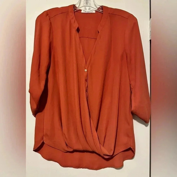 Impressions rust button up blouse size M - Picture 1 of 8